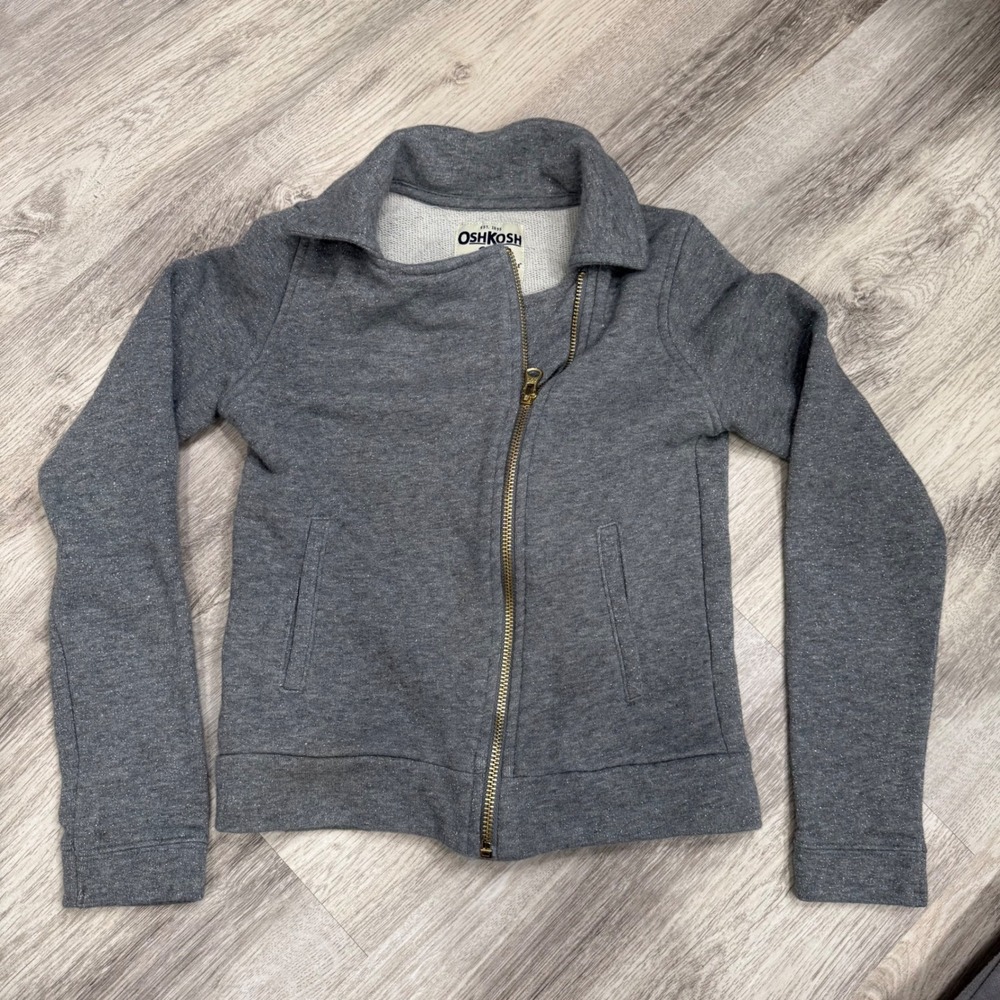 OshKosh Bgosh Girls Gray Moto Jacket Full‎ Zip Lightweight Size 6X